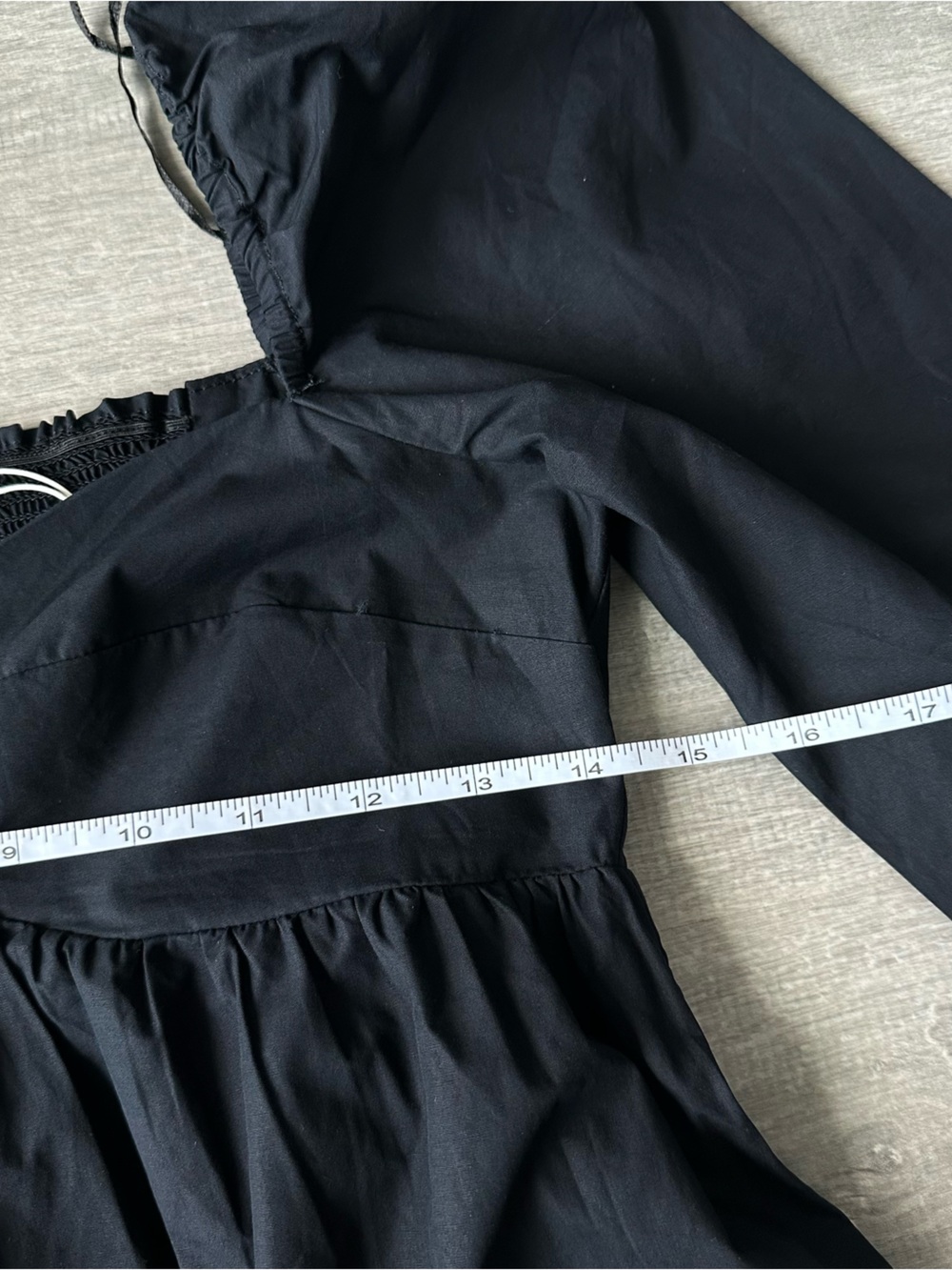 NWT Oak + Fort Black Long-Sleeve Square-Neck Babydoll Mini Dress - Picture 3 of 7